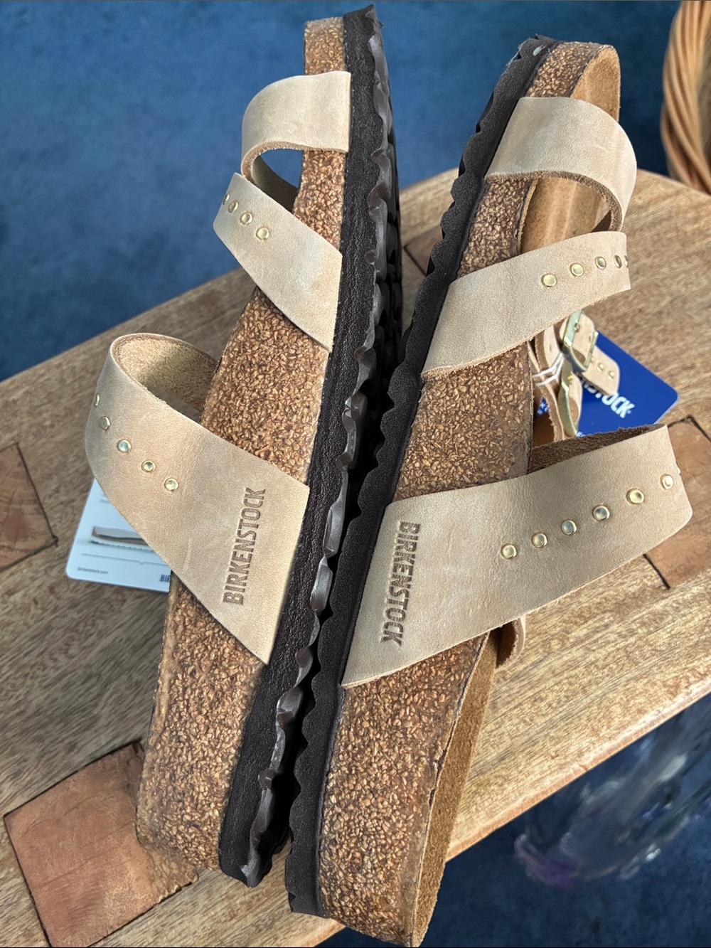 NEW! Birkenstock Franca leather sandals with injected rivets in sandcastle - Picture 13 of 14